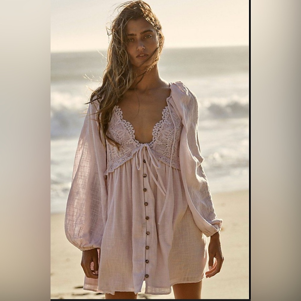 Free People Pink Lace Mini Dress